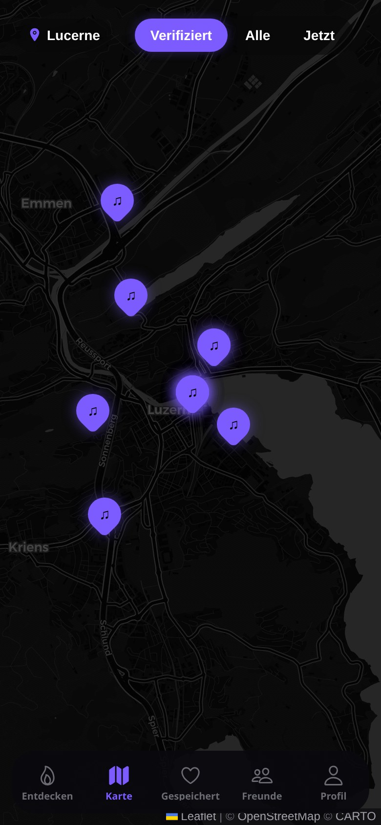 Die nitee Event-Karte in Luzern